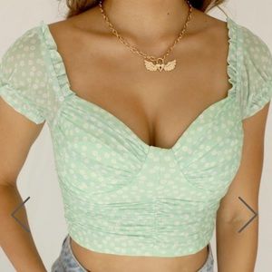Light Green Daisy Bustier Top